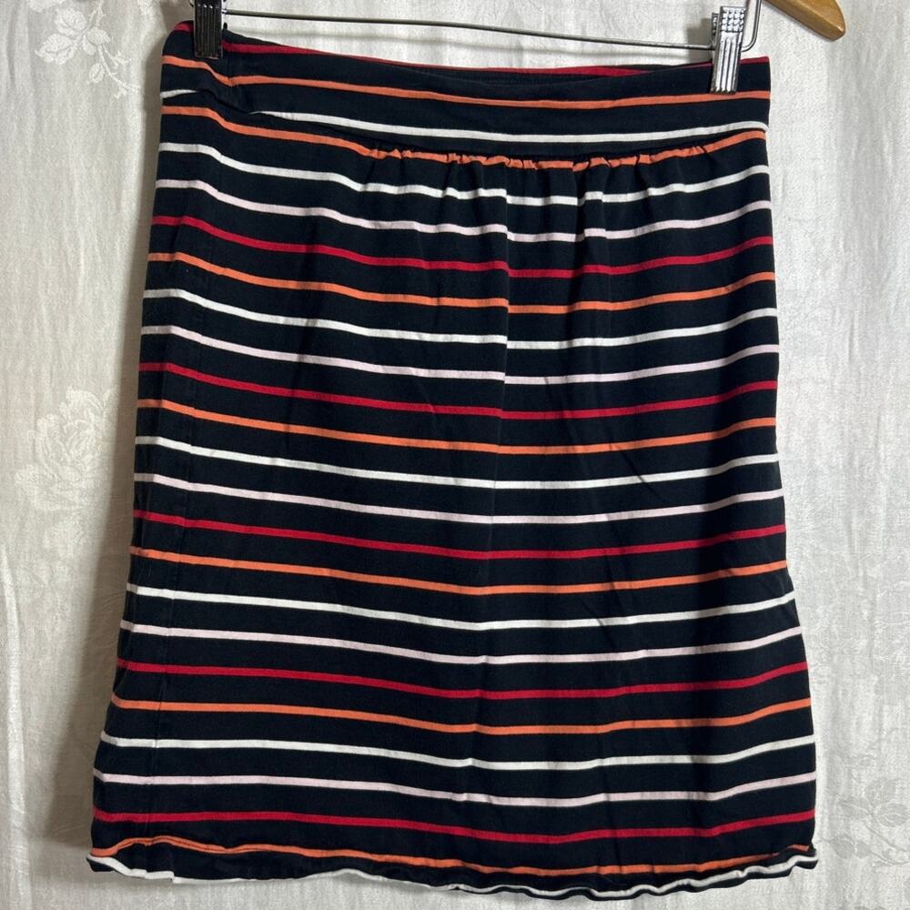 Hanna Andersson Skirt Womens XS Black Peach White Striped Cotton Jersey